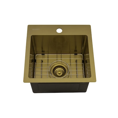 Ruvati Sink, Stainless Steel, 15" W x 15" L x RVH8115GG